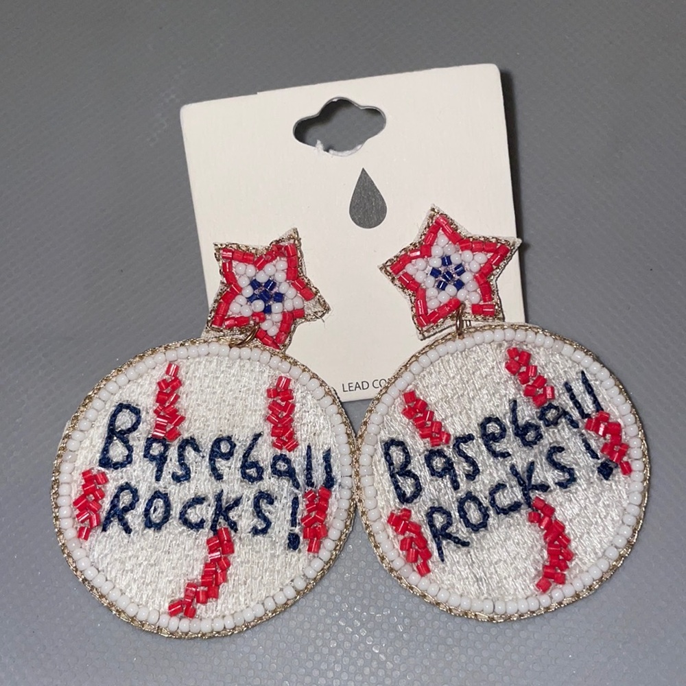 Beaded Baseball Earrings